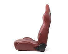Load image into Gallery viewer, NRG Reclinable Sport Seats (Pair) The Arrow Maroon Vinyl w/ Pressed NRG logo w/ Maroon Stitch Reclineable Seats NRG
