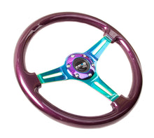 Load image into Gallery viewer, NRG Classic Wood Grain Steering Wheel (350mm) Purple Pearl Paint w/Neochrome 3-Spoke Center Steering Wheels NRG
