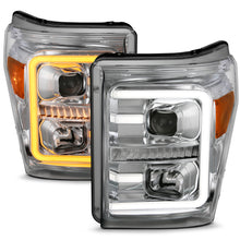 Load image into Gallery viewer, ANZO 11-16 Ford F-250/F-350/F-450 Projector Headlights w/ Plank Style Switchback Chrome w/Amber Headlights ANZO
