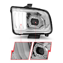 Load image into Gallery viewer, ANZO 05-09 Ford Mustang (w/Factory Halogen HL Only) Projector Headlights w/Light Bar Chrome Housing Headlights ANZO
