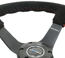 Load image into Gallery viewer, NRG Reinforced Steering Wheel (350mm / 3in. Deep) Blk Suede/Red BBall Stitch w/5mm Matte Blk Spokes Steering Wheels NRG
