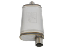 Load image into Gallery viewer, aFe MACHForce XP SS Muffler 2.5in Center Inlet / 2.5in Offset Outlet 18in L x 9in W x4in H Body Muffler aFe
