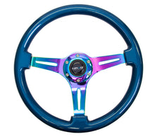 Load image into Gallery viewer, NRG Classic Wood Grain Steering Wheel (350mm) Blue Pearl/Flake Paint w/Neochrome 3-Spoke Center Steering Wheels NRG
