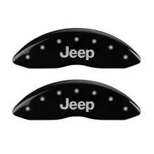Load image into Gallery viewer, MGP 4 Caliper Covers Engraved Front &amp; Rear JEEP Black finish silver ch Caliper Covers MGP
