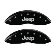 MGP 4 Caliper Covers Engraved Front JEEP Engraved Rear JEEP Grill logo Black finish silver ch Caliper Covers MGP