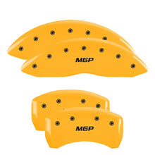 Load image into Gallery viewer, MGP 4 Caliper Covers Engraved Front/Rear 18-19 Buick Regal Sportback Yellow Finish Silver Characters Caliper Covers MGP
