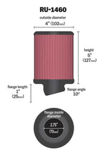 Load image into Gallery viewer, K&amp;N Filter Universal Rubber Filter 2 3/4 inch 10 Degree Flange 4 inch OD 5 inch Height Air Filters - Universal Fit K&amp;N Engineering   
