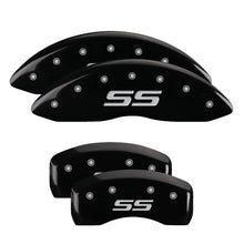 Load image into Gallery viewer, MGP 4 Caliper Covers Engraved Front &amp; Rear Monte Carlo style/SS Black finish silver ch Caliper Covers MGP
