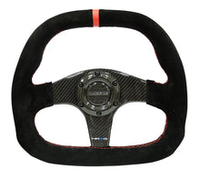 Load image into Gallery viewer, NRG Carbon Fiber Steering Wheel (320mm) Flat Btm. Blk Suede/Red Stitch w/CF Spokes &amp; Red Center Mark Steering Wheels NRG

