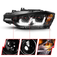 Load image into Gallery viewer, ANZO 2012-2015 BMW 3 Series Projector Headlights w/ U-Bar Black Headlights ANZO
