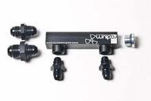 Load image into Gallery viewer, Radium Engineering Universal 4-Port Manifold - Black W/ Logo Fuel Manifolds Radium Engineering
