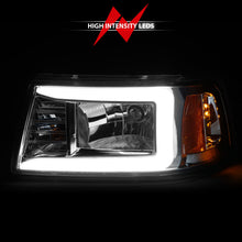 Load image into Gallery viewer, ANZO 2001-2011 Ford Ranger Crystal Headlights w/ Light Bar Chrome Housing Headlights ANZO
