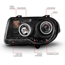 Load image into Gallery viewer, ANZO 2005-2010 Chrysler 300C Projector Headlights w/ Halo Black (CCFL) G2 Headlights ANZO
