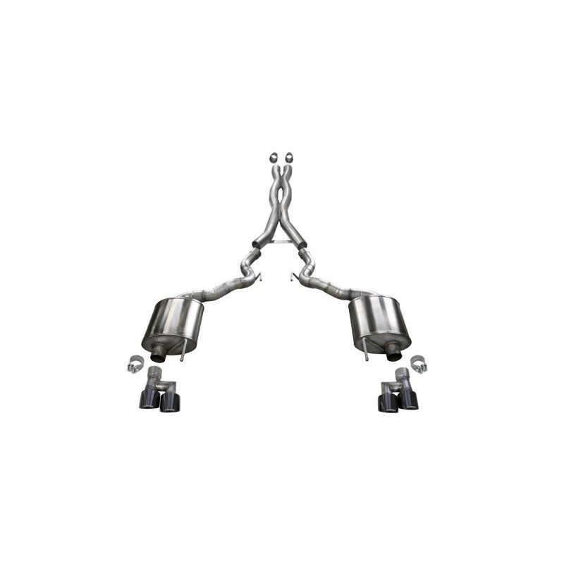 Corsa 2018-2023 Ford Mustang GT Convertible w/o Active Valves Xtreme Cat-Back w/ Black PVD 4in Tips Catback CORSA Performance