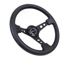 Load image into Gallery viewer, NRG Reinforced Steering Wheel (350mm / 3in. Deep) Blk Leather w/Blk Spoke &amp; Circle Cutouts Steering Wheels NRG
