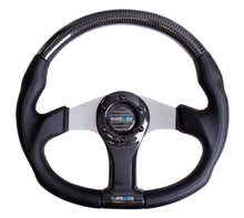 Load image into Gallery viewer, NRG Carbon Fiber Steering Wheel (350mm) Silver Oval Shape w/Leather Trim Steering Wheels NRG
