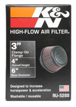 Load image into Gallery viewer, K&amp;N Universal Round Clamp-On Air Filter 3in Flange ID x 6in Base OD x 4.625in Top OD x 3in Height Air Filters - Universal Fit K&amp;N Engineering   
