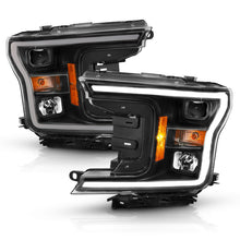 Load image into Gallery viewer, ANZO 2018-2019 Ford F-150 Projector Plank Style H.L. Black Amber (Without Switchback) Headlights ANZO
