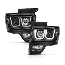 Load image into Gallery viewer, ANZO 2009-2014 Ford F-150 Projector Headlights w/ U-Bar Switchback Black w/ Amber Headlights ANZO
