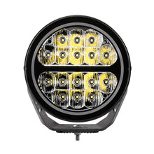 Load image into Gallery viewer, Go Rhino Xplor Blackout Series Round LED Spot Light Beam w/DRL (Surface/Thread Stud Mnt) 7in. - Blk Light Bars &amp; Cubes Go Rhino   
