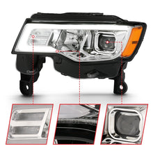 Load image into Gallery viewer, ANZO 2017-2018 Jeep Grand Cherokee Projector Headlights w/ Plank Style Switchback - Chrome w/ Amber Headlights ANZO
