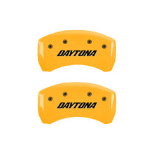Load image into Gallery viewer, MGP 4 Caliper Covers Engraved Front &amp; Rear Daytona Yellow Finish Black Char 2006 Dodge Charger Caliper Covers MGP

