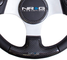 Load image into Gallery viewer, NRG Carbon Fiber Steering Wheel (350mm) Silver Frame Blk Stitching w/Rubber Cover Horn Button Steering Wheels NRG
