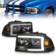 Load image into Gallery viewer, ANZO 97-04 Dodge Dakota/Durango Crystal headlight Set w/ Light Bar Black Housing Headlights ANZO
