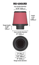 Load image into Gallery viewer, K&amp;N Universal Air Filter Chrome Round Tapered Red - 4in Flange ID x 1.125in Flange Length x 5.5in H Air Filters - Universal Fit K&amp;N Engineering   
