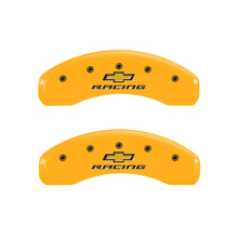Load image into Gallery viewer, MGP 4 Caliper Covers Engraved Front &amp; Rear Chevy Racing Yellow Finish Black Char 2016 Chevrolet SS Caliper Covers MGP

