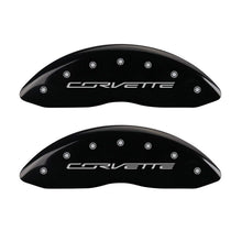 Load image into Gallery viewer, MGP 4 Caliper Covers Engraved Front &amp; Rear C7/Corvette Black finish silver ch Caliper Covers MGP
