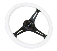 Load image into Gallery viewer, NRG Classic Wood Grain Steering Wheel (350mm) Glow-N-The-Dark Green Grip w/Black 3-Spoke Center Steering Wheels NRG

