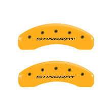 Load image into Gallery viewer, MGP 4 Caliper Covers Engraved Front &amp; Rear Stingray Yellow finish black ch Caliper Covers MGP
