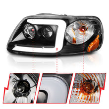 Load image into Gallery viewer, ANZO 1997-2003 Ford F-150 Projector Headlights w/ Light Bar Black Housing Headlights ANZO
