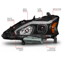 Load image into Gallery viewer, ANZO 13-15 Nissan Altima (w/o Factory HID Bulbs) Projector Headlights - w/ Light Bar Black Housing Headlights ANZO
