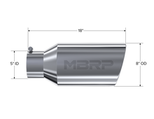Load image into Gallery viewer, MBRP Universal Tip 8in OD Rolled End 5in Inlet 18in Length T304 Steel Tubing MBRP   
