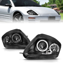 Load image into Gallery viewer, ANZO 2000-2005 Mitsubishi Eclipse Projector Headlights w/ Halo Black Headlights ANZO
