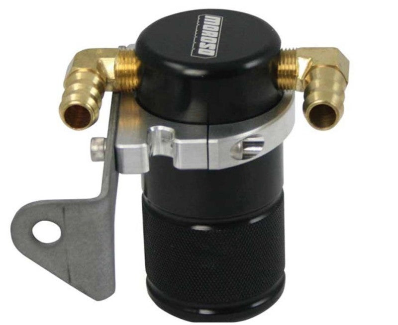 Moroso Chrysler 5.7L (w/Aftermarket Intake) Air/Oil Separator Catch Can - Billet Aluminum - Black Oil Catch Cans Moroso