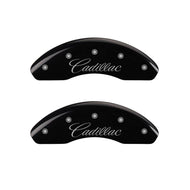 MGP 4 Caliper Covers Engraved Front Cadillac Engraved Rear ATS Black finish silver ch Caliper Covers MGP