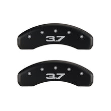 Load image into Gallery viewer, MGP 4 Caliper Covers Engraved Front 2015/Mustang Engraved Rear 2015/37 Red finish silver ch Caliper Covers MGP
