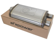 Load image into Gallery viewer, aFe MACHForce XP SS Muffler 3in Center Inlet / 2.5in Dual Outlets 22in L x 11in W x 6in H Body Muffler aFe
