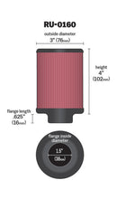 Load image into Gallery viewer, K&amp;N Universal Rubber Filter 1 1/2in FLG 3in OD 4in Height Air Filters - Universal Fit K&amp;N Engineering   
