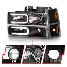 Load image into Gallery viewer, ANZO 88-98 Chevrolet C1500 Crystal Headlights w/ Light Bar Black Housing w/ Signal Side Markers 8Pcs Headlights ANZO
