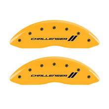 Load image into Gallery viewer, MGP 4 Caliper Covers Engraved Front &amp; Rear With stripes/Challenger Yellow finish black ch Caliper Covers MGP
