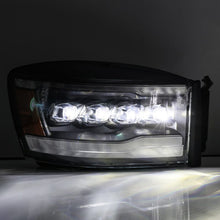 Load image into Gallery viewer, AlphaRex 06-08 Dodge Ram 1500HD NOVA LED ProjHeadlights Plank Style Blk w/Seq Signal/DRL/Amber LED Headlights AlphaRex
