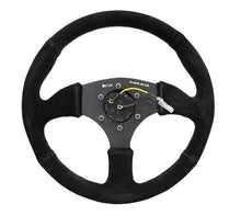 Load image into Gallery viewer, NRG Reinforced Steering Wheel (350mm / 2.5in. Deep) Blk Suede Comfort Grip w/5mm Matte Blk Spokes Steering Wheels NRG

