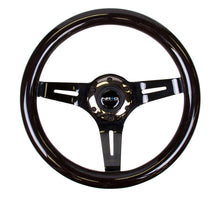 Load image into Gallery viewer, NRG Classic Wood Grain Steering Wheel (310mm) Black w/Black Chrome 3-Spoke Center Steering Wheels NRG
