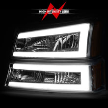 Load image into Gallery viewer, ANZO 2003-2006 Chevrolet Silverado 1500 Crystal Headlights w/ Light Bar Chrome Housing Headlights ANZO
