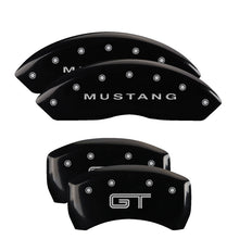 Load image into Gallery viewer, MGP 4 Caliper Covers Engraved Front Mustang Engraved Rear S197/GT Black finish silver ch Caliper Covers MGP
