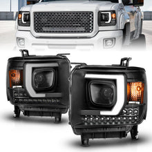Load image into Gallery viewer, ANZO 2014-2015 Gmc Sierra 1500HD Projector Plank Style Headlight Black W/ Drl Headlights ANZO
